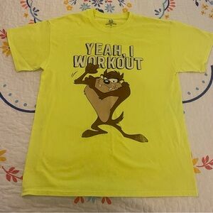 Looney Tunes, Tasmanian Devil, safety yellow T-shirt, size large